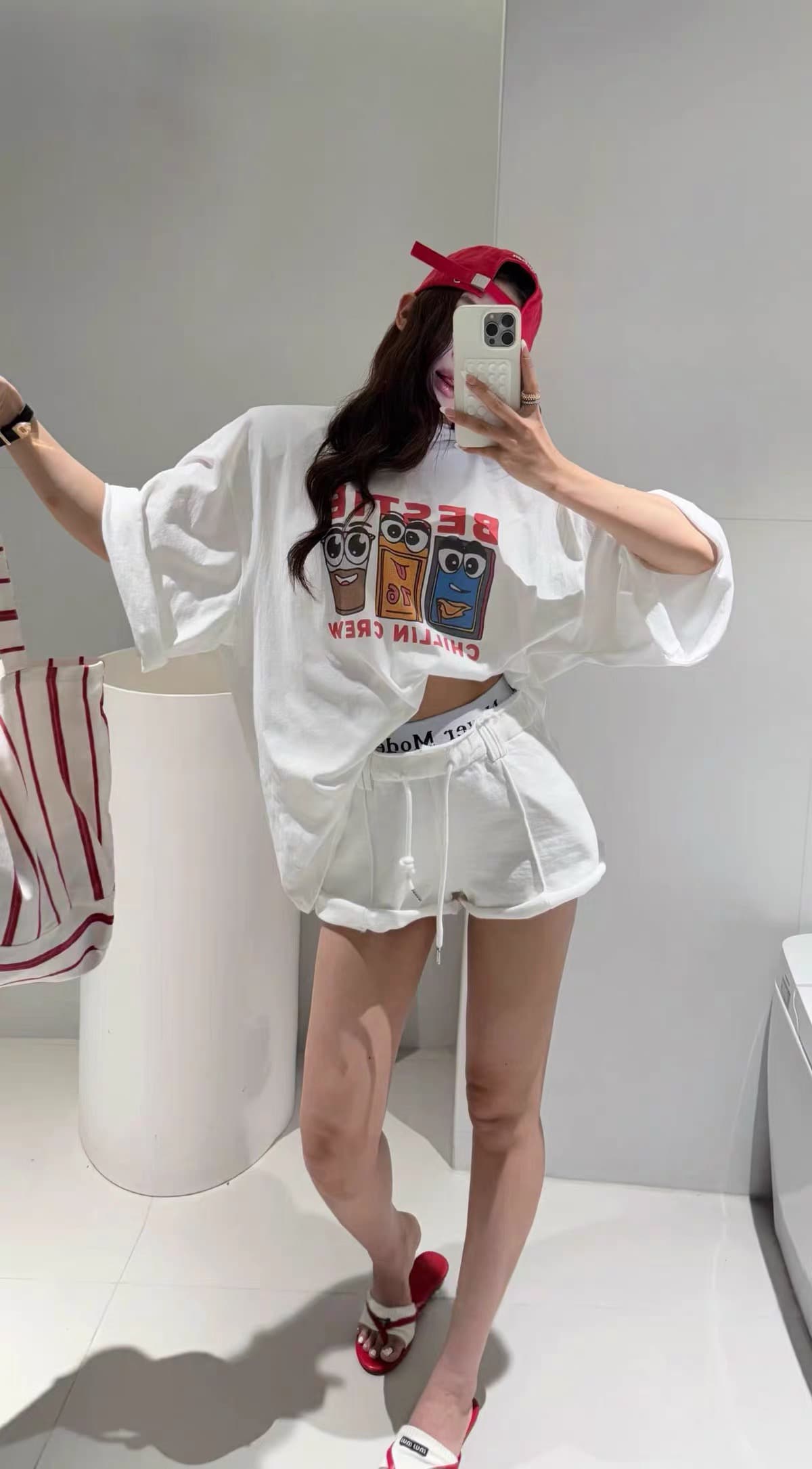 있음 창고 잘 생긴 알파벳 패치워크 허리 펌프 로프 한 마디 슬림해 보이는 다용도 반바지 핫 바지 상세 이미지 5