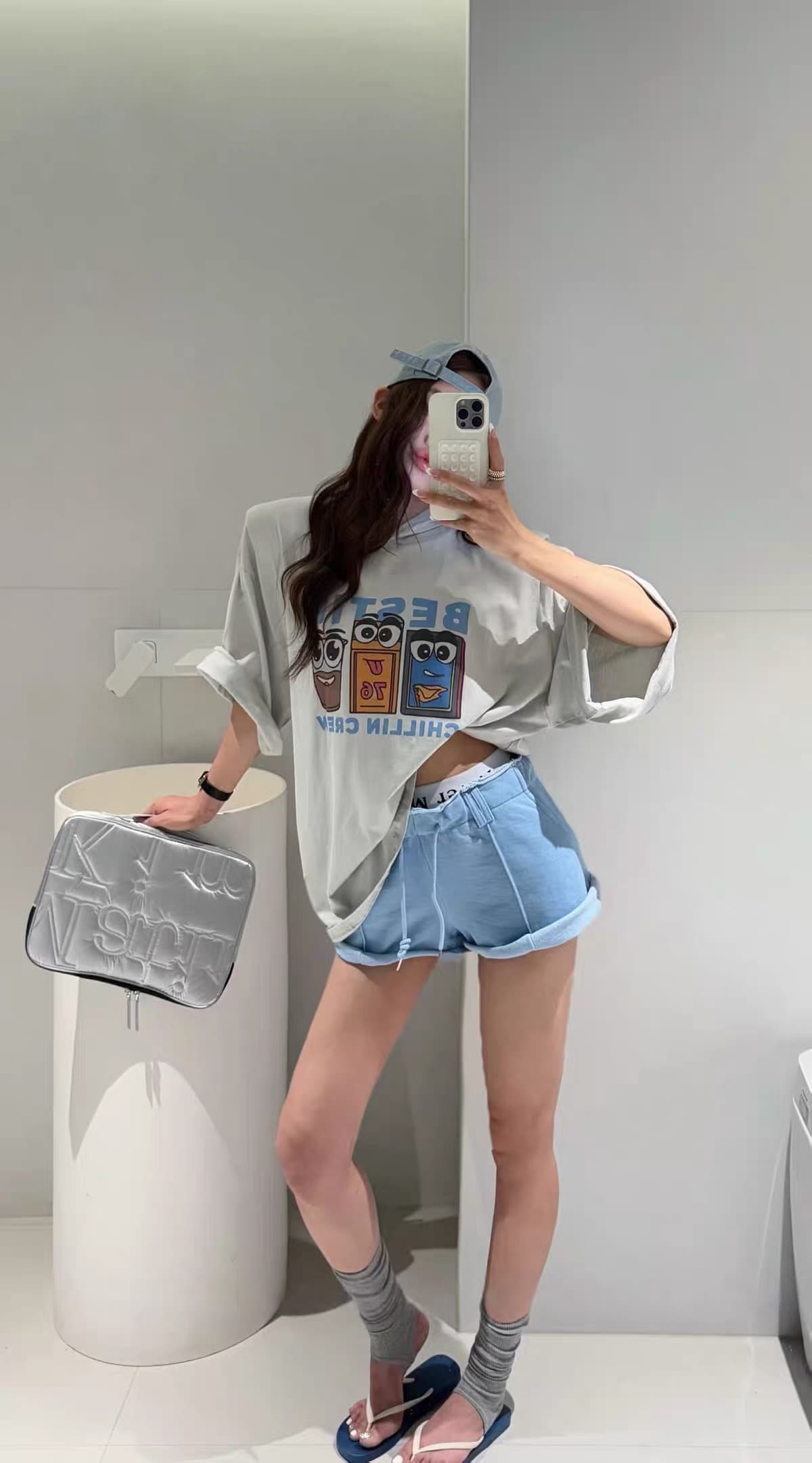 있음 창고 잘 생긴 알파벳 패치워크 허리 펌프 로프 한 마디 슬림해 보이는 다용도 반바지 핫 바지 상세 이미지 9