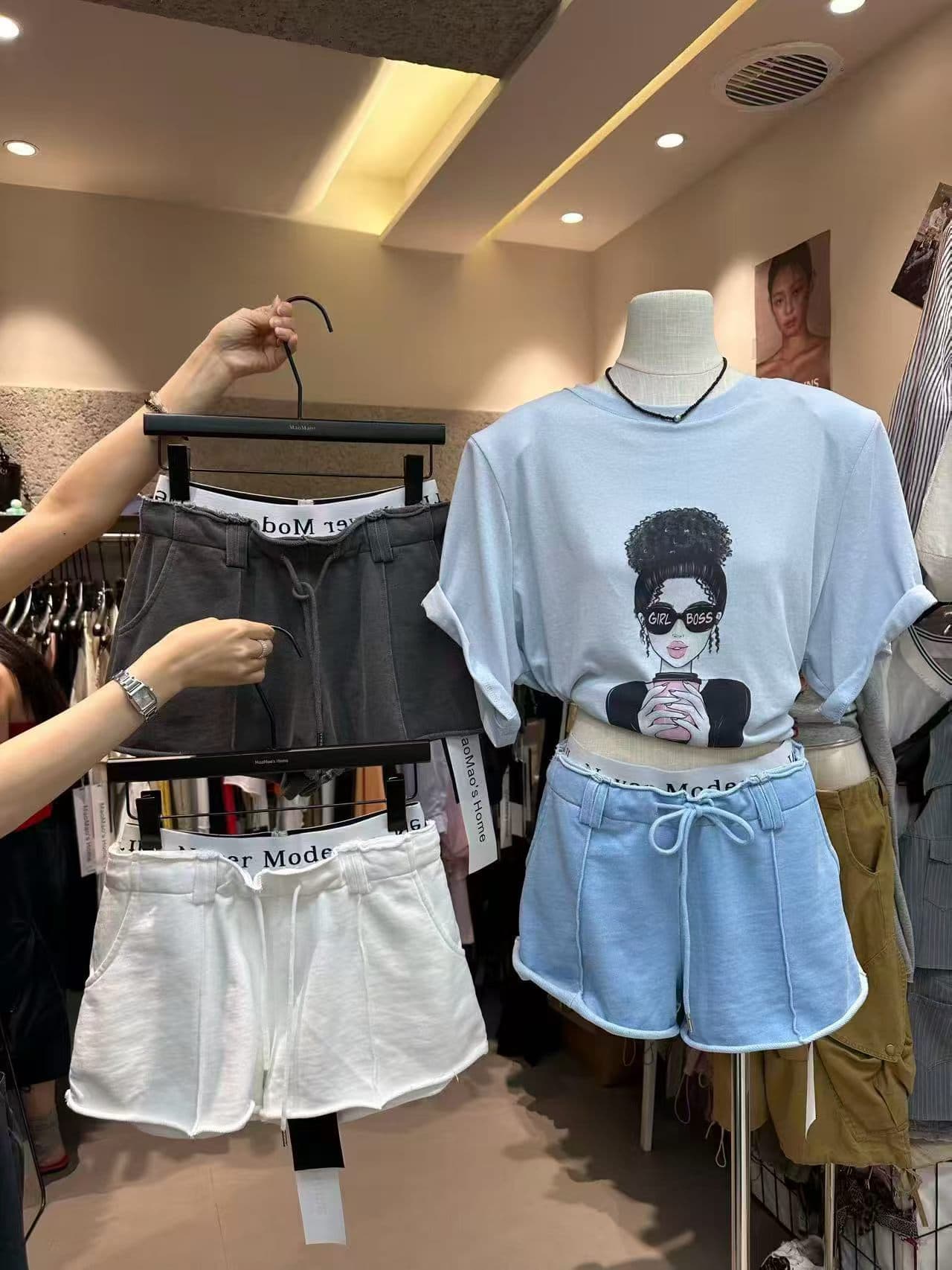 있음 창고 잘 생긴 알파벳 패치워크 허리 펌프 로프 한 마디 슬림해 보이는 다용도 반바지 핫 바지 상세 이미지 12