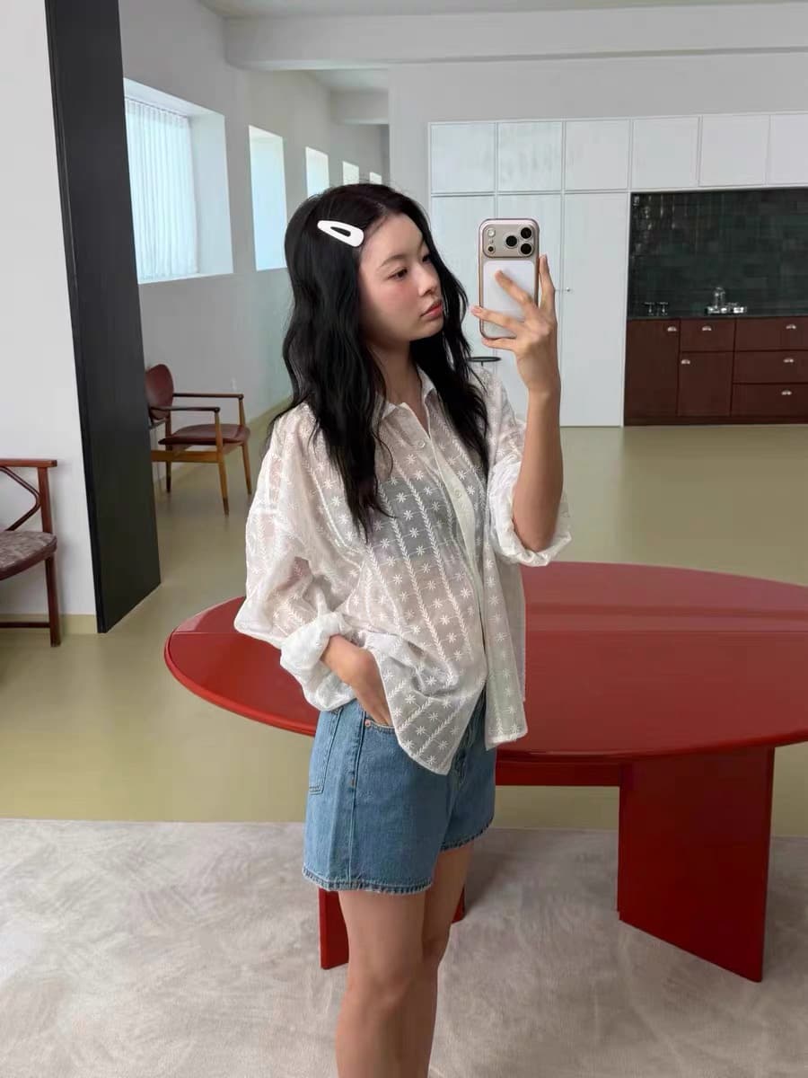 있음 창고 동대문 품격 세련된 자수 작은 꽃 얇은 스타일 셔츠 한 부서 여성 의류 26 상세 이미지 9