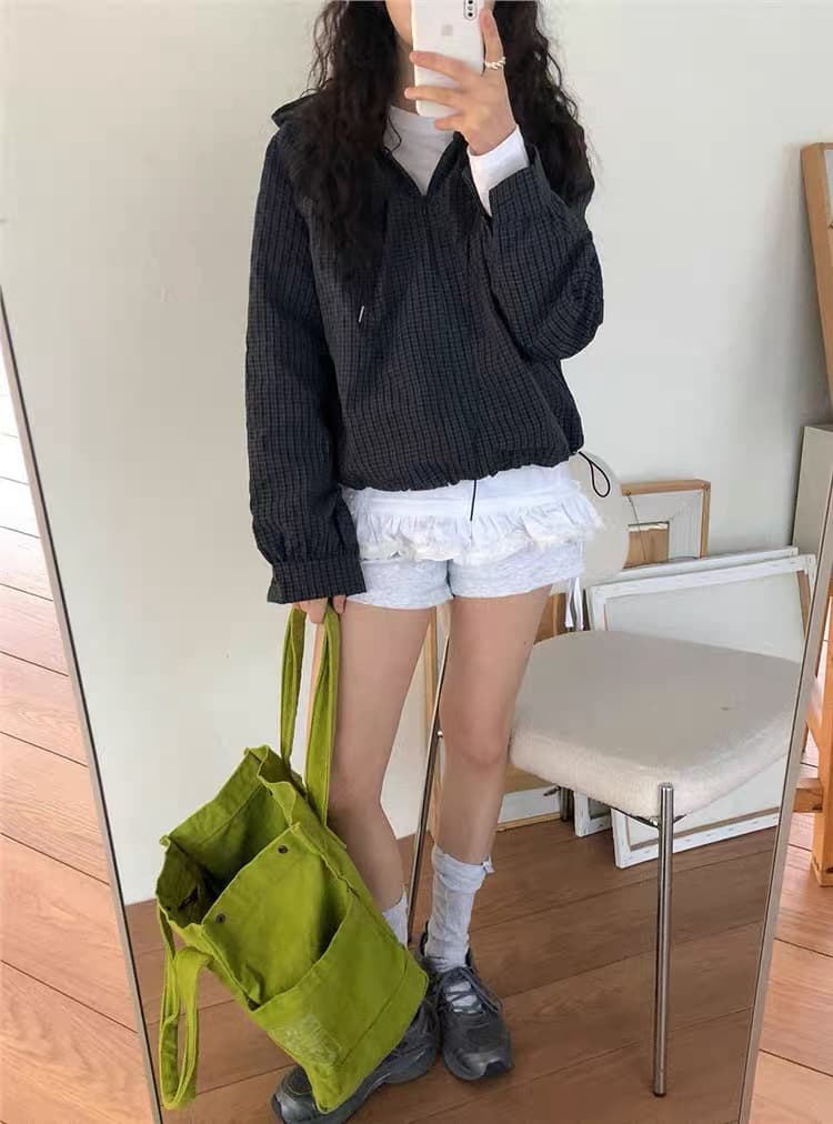 있음 창고 한국 2026 가을 하프 지퍼 체크무늬 풀오버 후드 맨위 상세 이미지 27