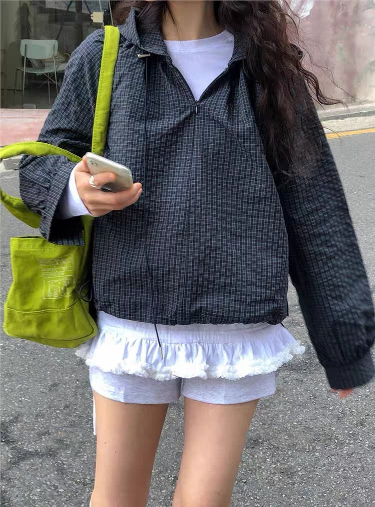 있음 창고 한국 2026 가을 하프 지퍼 체크무늬 풀오버 후드 맨위 상세 이미지 31