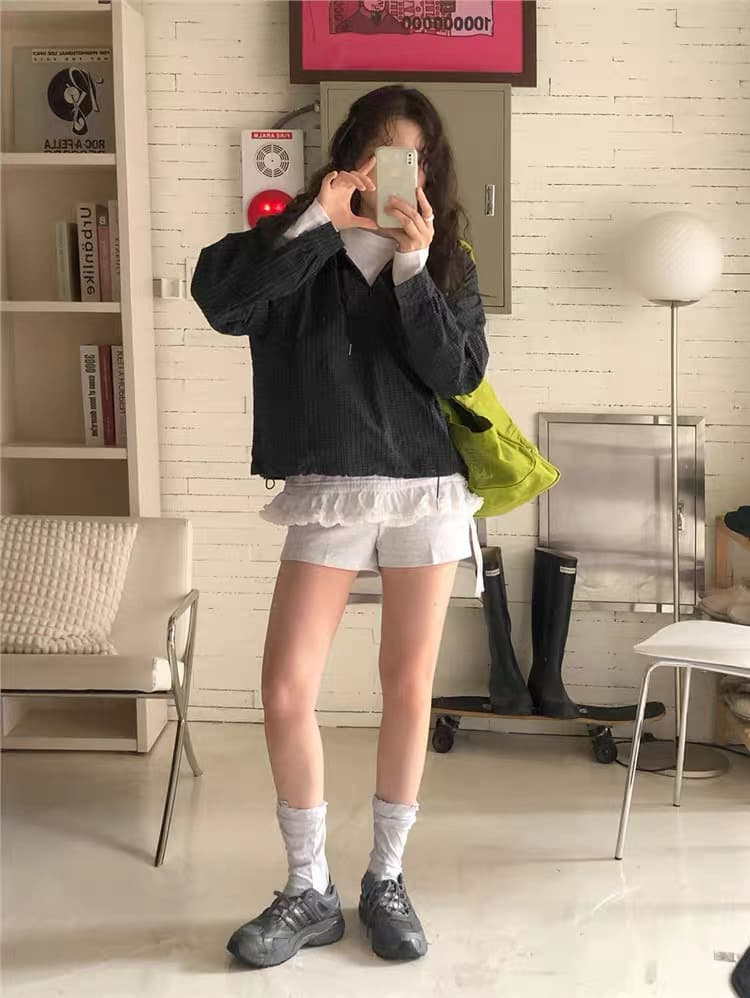 있음 창고 한국 2026 가을 하프 지퍼 체크무늬 풀오버 후드 맨위 상세 이미지 35