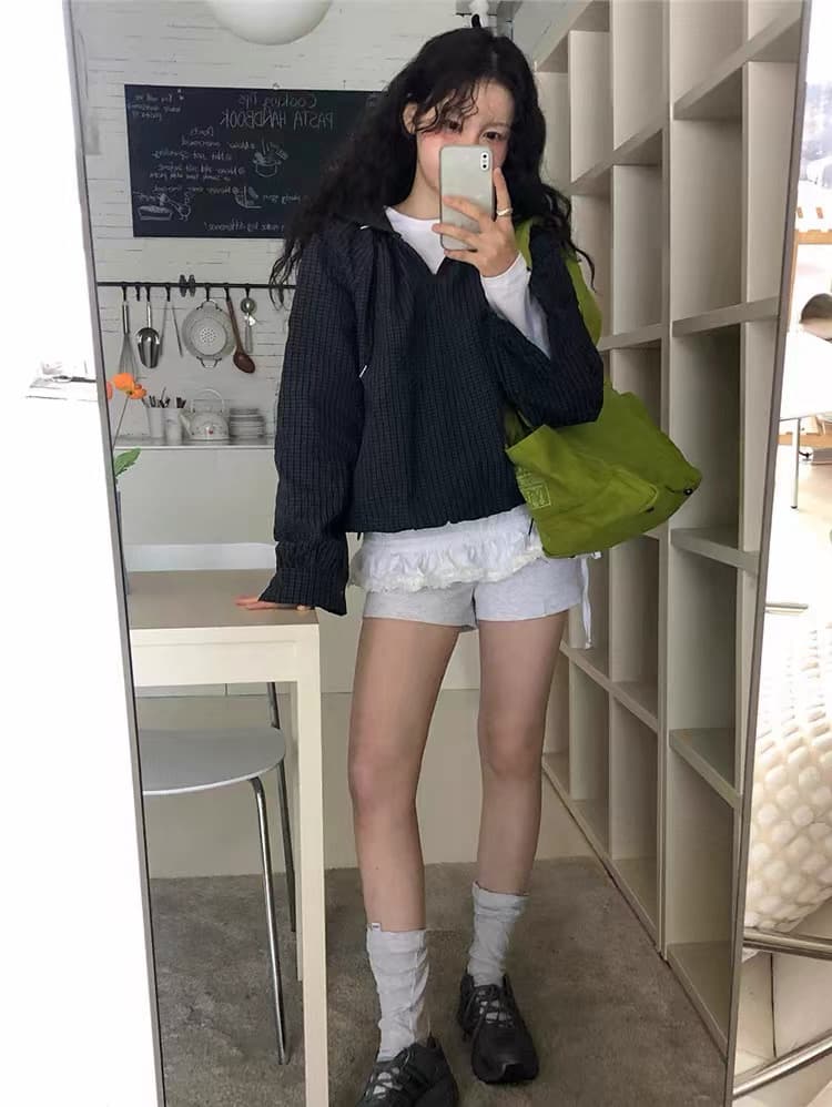 있음 창고 한국 2026 가을 하프 지퍼 체크무늬 풀오버 후드 맨위 상세 이미지 36