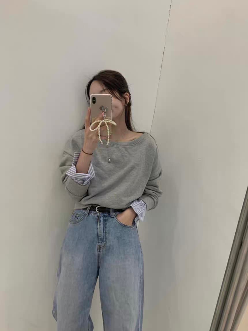 있음 창고 26 가을 비스듬한 칼라 이슬 숄더백 다용도 쇼트 스타일 패치워크 색상 후드티 상세 이미지 7