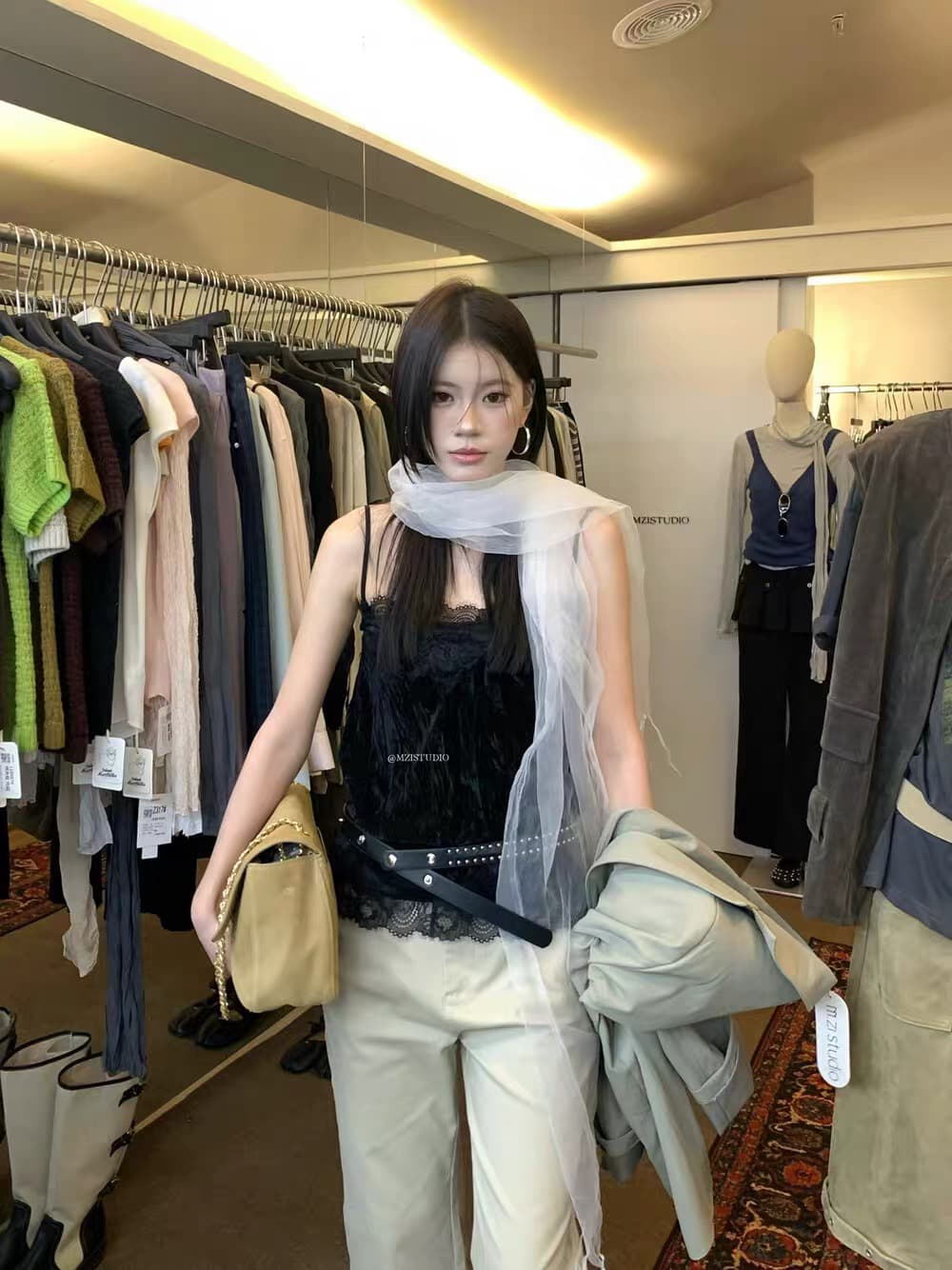 있음 창고 이른 가을 새로운 섹시함 레이스 레이스 작은 여자 캐미솔 상세 이미지 3