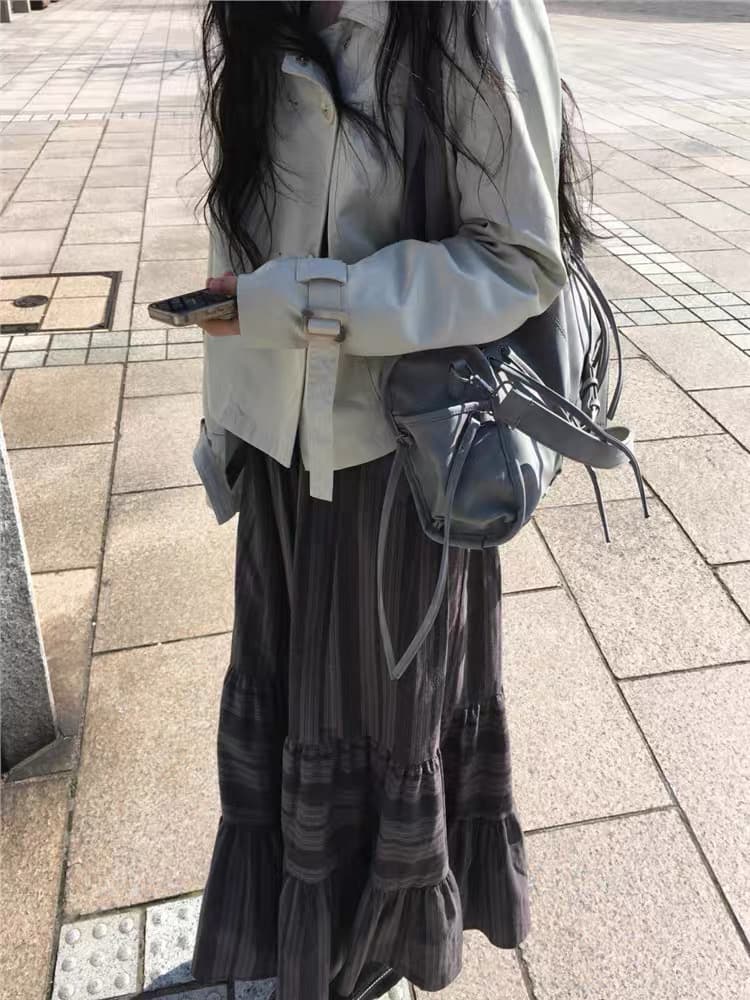 있음 창고 한국 2026 가을 겨울 더블 버클 폴로 칼라 쇼트 스타일 긴팔 재킷 상세 이미지 9