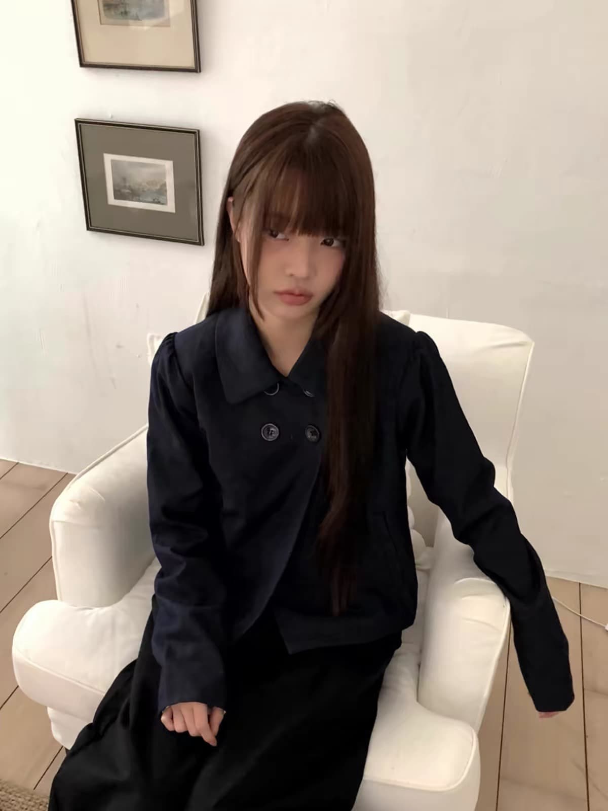 있음 창고 레트로 디자인 네 이중 버튼 폴로 칼라 긴팔 재킷 재킷 맨위 이미지 3