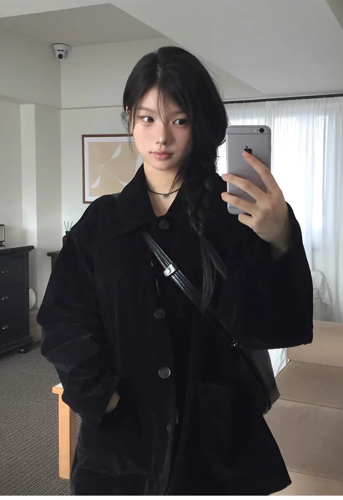 있음 창고 가을 겨울 새로운 폴로 칼라 싱글 줄 버튼 다용도 루즈핏 레트로 주머니 재킷 상세 이미지 10