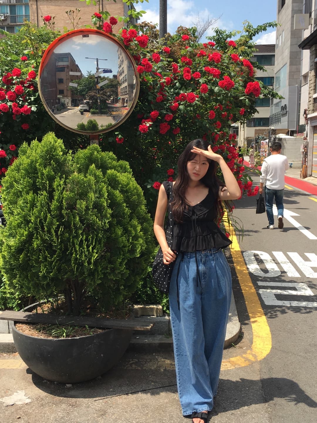 재고 있음 한국 chic 여름 마이크로 ~을 통해 이중층 칼라 리본 주름 프릴 캐미솔 상세 이미지 11