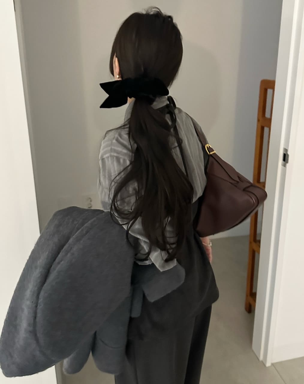 재고 있음 한국 chic 가을 새로운 품격 숙녀 스트랩 허리 수축 긴팔 여성 셔츠 스트라이프 셔츠 상세 이미지 19