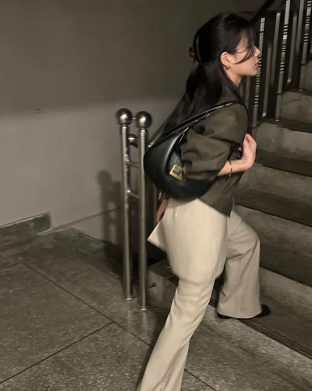 재고 있음 한국 chic 이른 가을 부츠컷 페이크 레이어드 정장 바지 긴 바지 캐주얼 바지 여성용 바지 상세 이미지 8