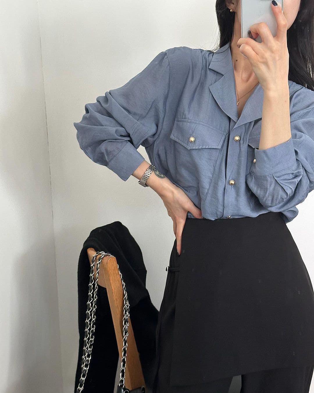 재고 있음 한국 chic 이른 가을 부츠컷 페이크 레이어드 정장 바지 긴 바지 캐주얼 바지 여성용 바지 상세 이미지 9