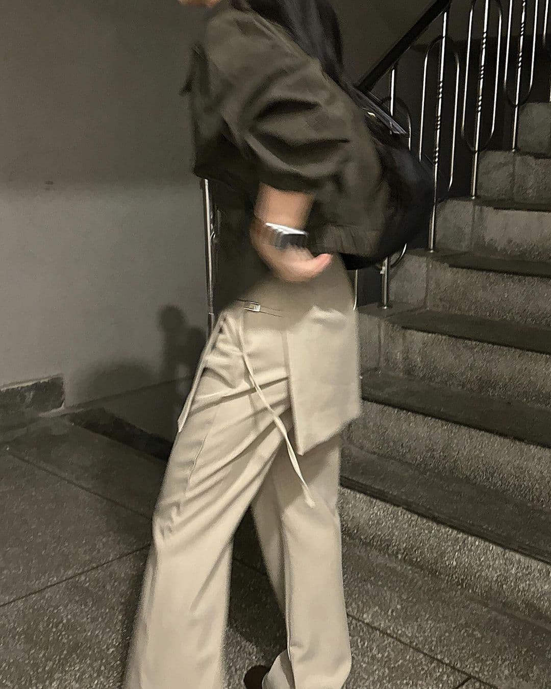 재고 있음 한국 chic 이른 가을 부츠컷 페이크 레이어드 정장 바지 긴 바지 캐주얼 바지 여성용 바지 상세 이미지 11