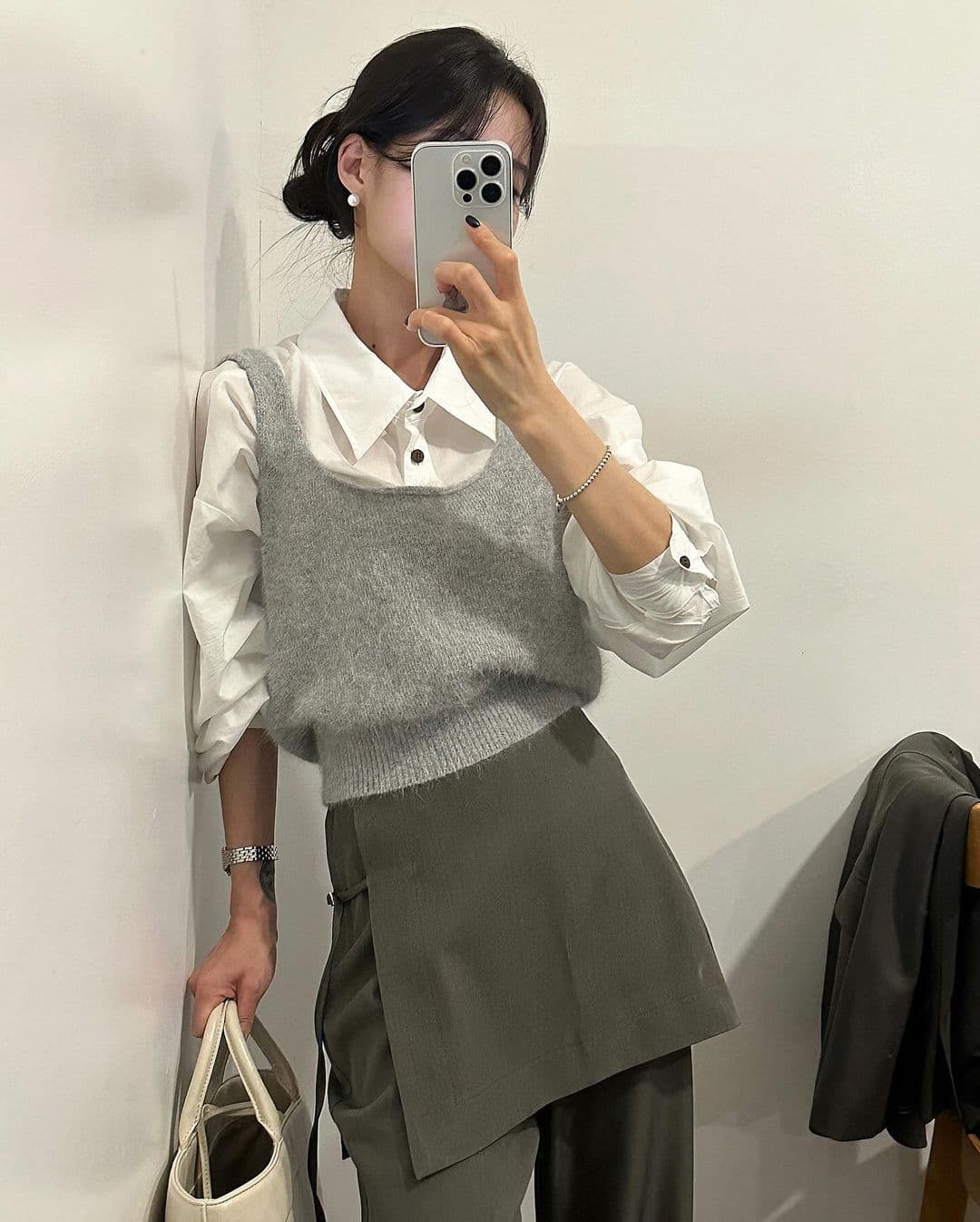 재고 있음 한국 chic 이른 가을 부츠컷 페이크 레이어드 정장 바지 긴 바지 캐주얼 바지 여성용 바지 상세 이미지 22