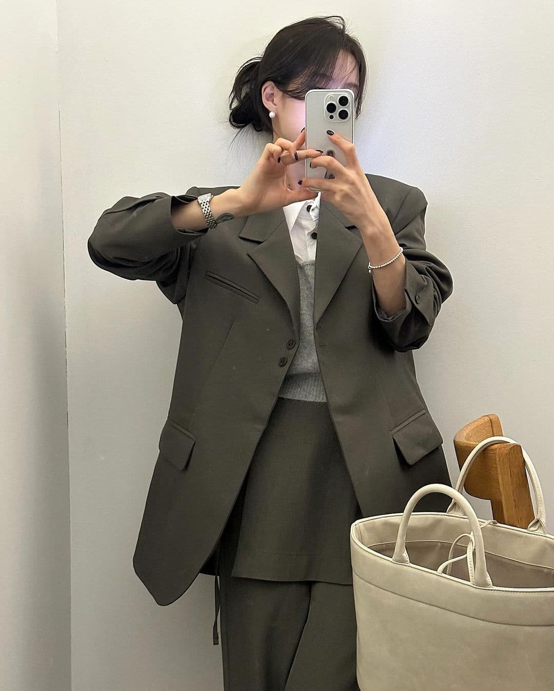 재고 있음 한국 chic 이른 가을 부츠컷 페이크 레이어드 정장 바지 긴 바지 캐주얼 바지 여성용 바지 상세 이미지 24