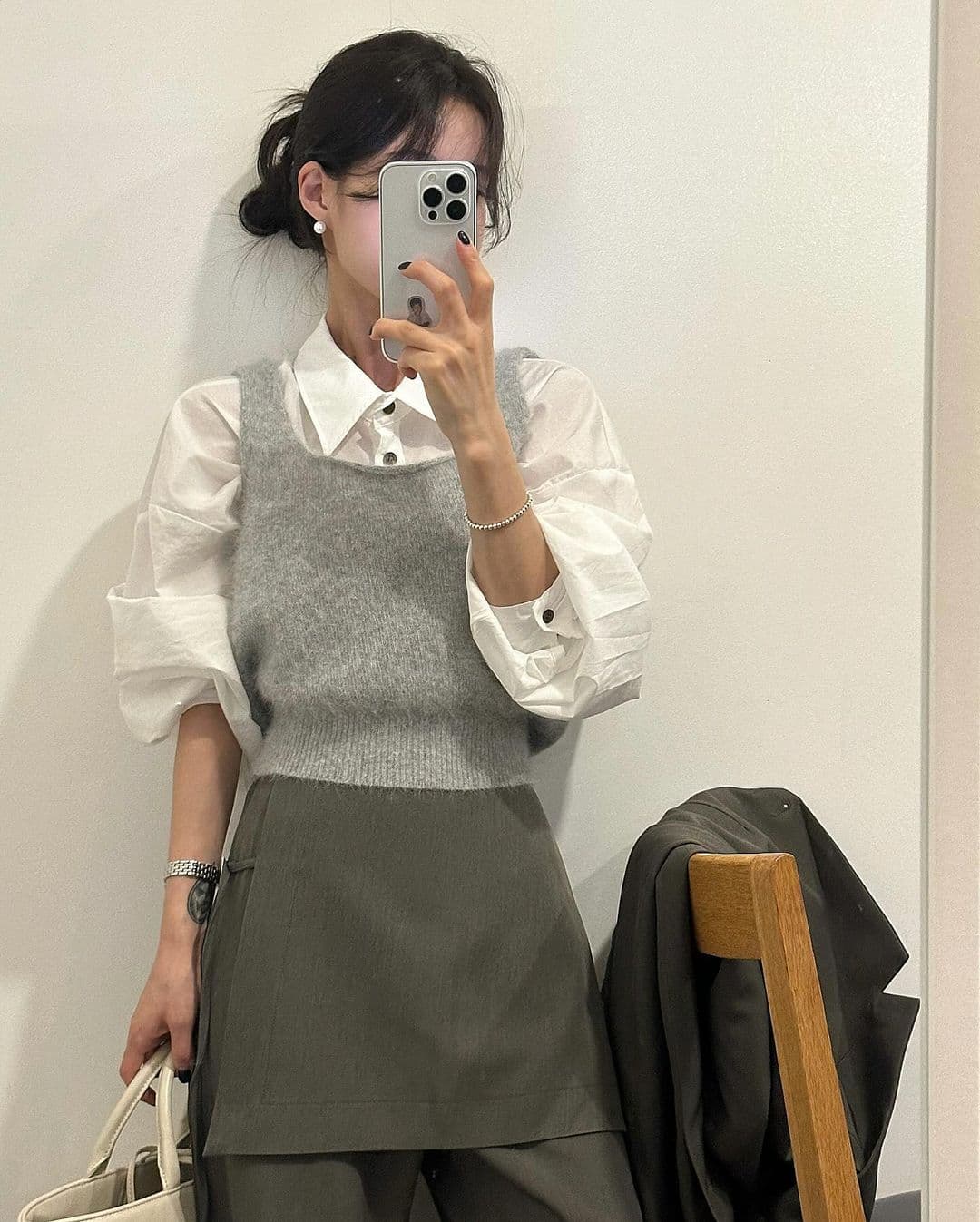 재고 있음 한국 chic 이른 가을 부츠컷 페이크 레이어드 정장 바지 긴 바지 캐주얼 바지 여성용 바지 상세 이미지 26
