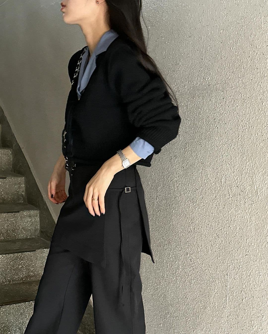 재고 있음 한국 chic 이른 가을 부츠컷 페이크 레이어드 정장 바지 긴 바지 캐주얼 바지 여성용 바지 상세 이미지 41