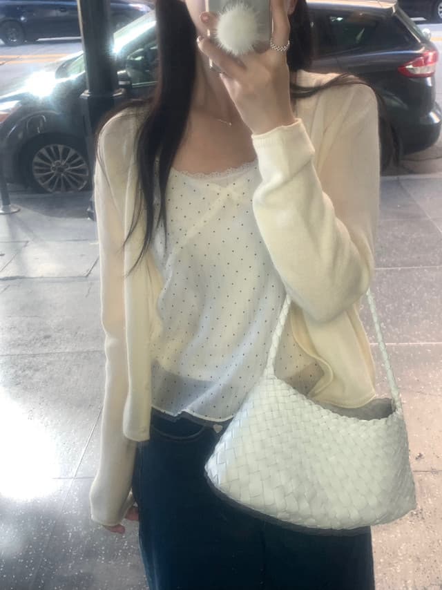한국 chic 봄날 질감 센스 도트 무늬 캐미솔 이미지 2