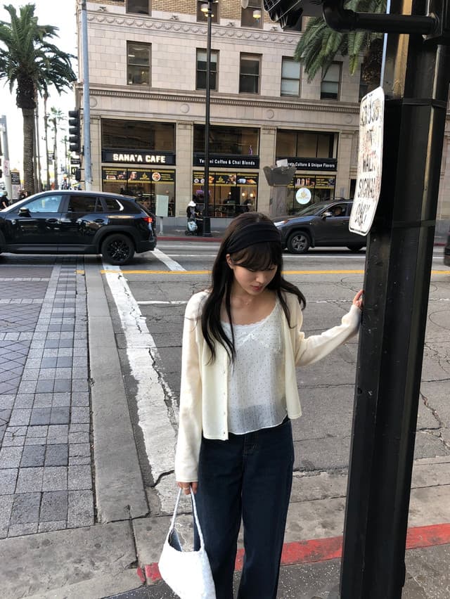 한국 chic 봄날 질감 센스 도트 무늬 캐미솔 상세 이미지 11