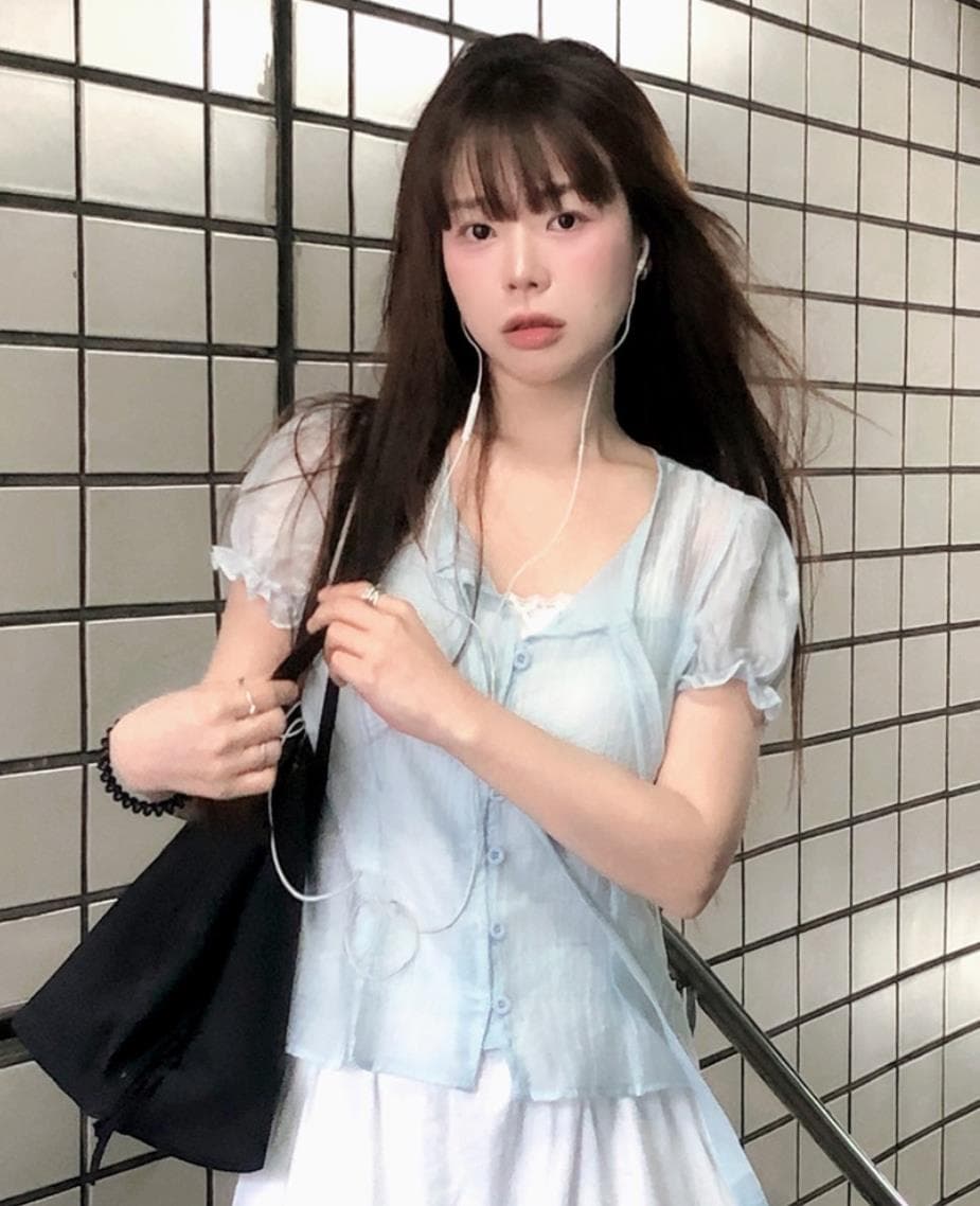 재고 있음 한국 chic 여름 주간 실크 싱글 줄 버튼 리본 반팔 셔츠 이미지 4