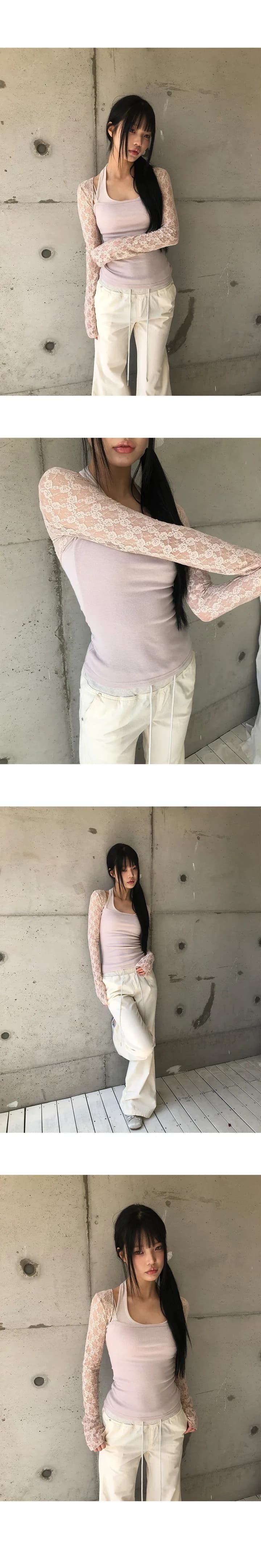 한국 ins 여름 스택 착용 레이스 오픈 가디건 상세 이미지 4