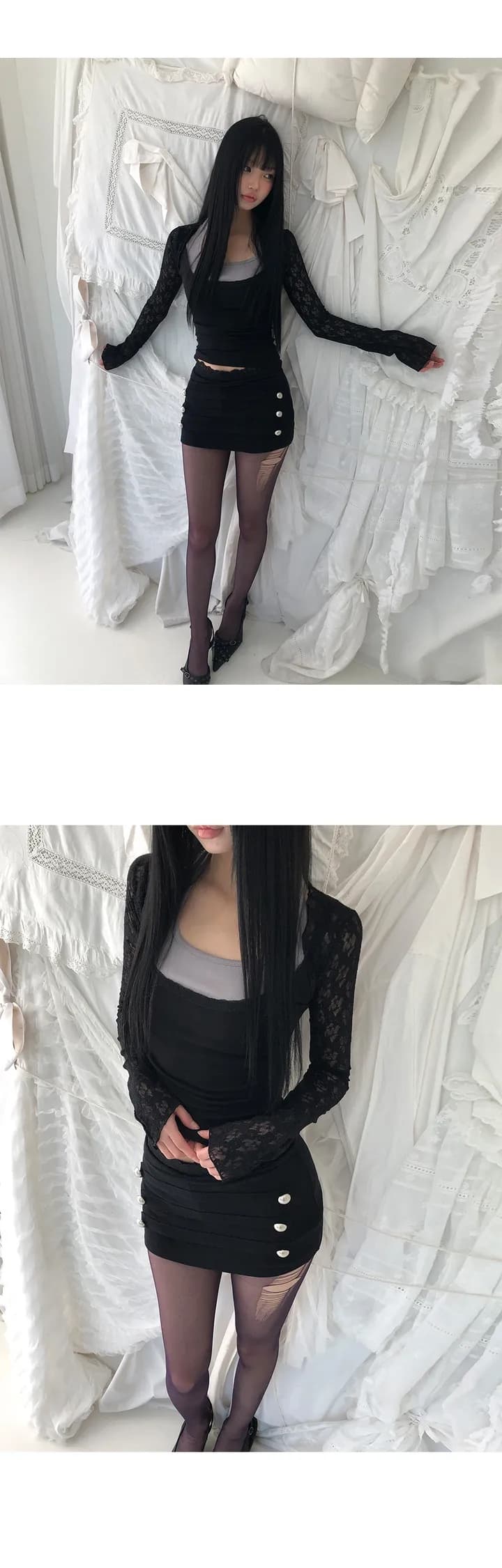 한국 ins 여름 스택 착용 레이스 오픈 가디건 상세 이미지 7