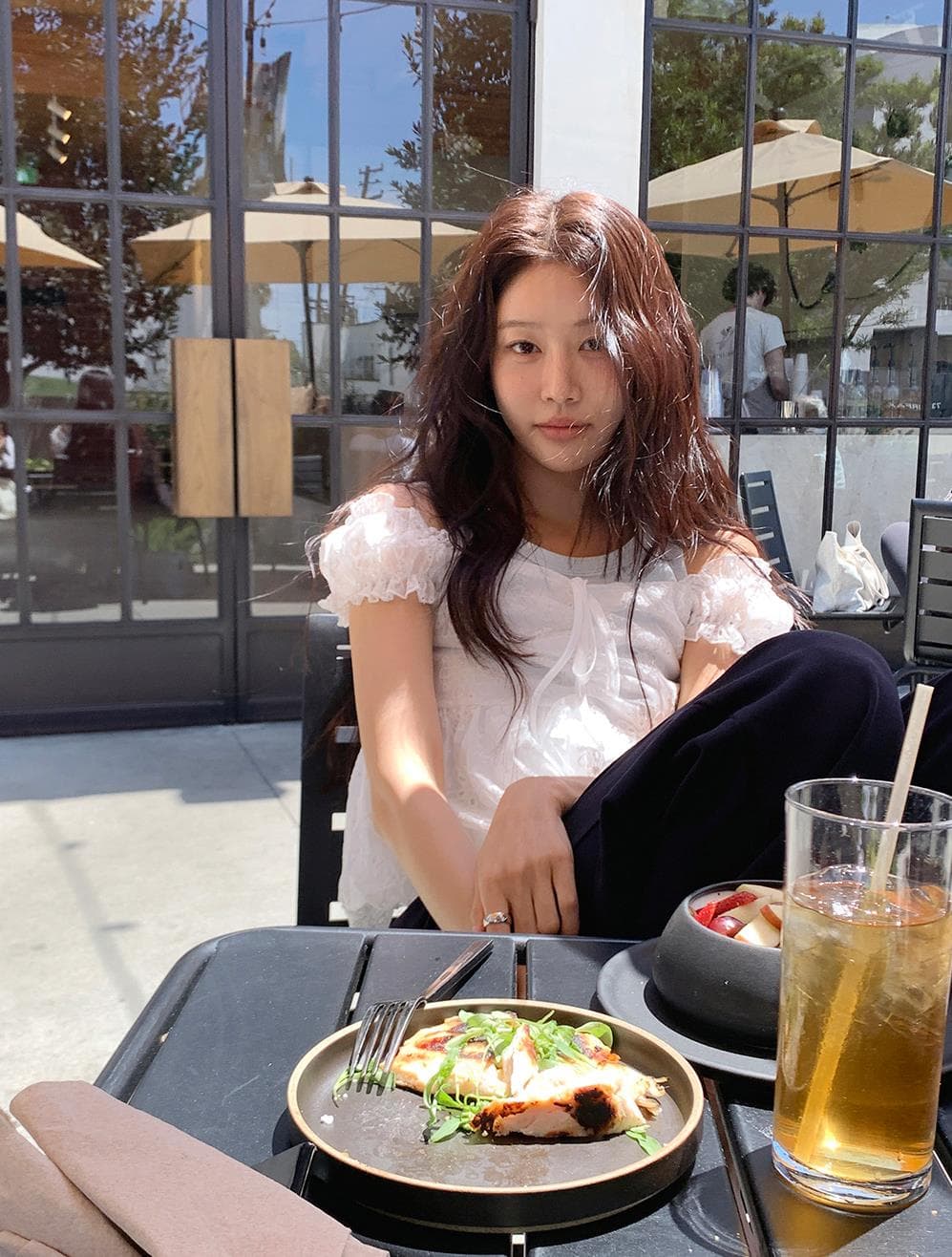 한국 ins 여름 홀로우 아웃 자수 반팔 셔츠 이미지 3