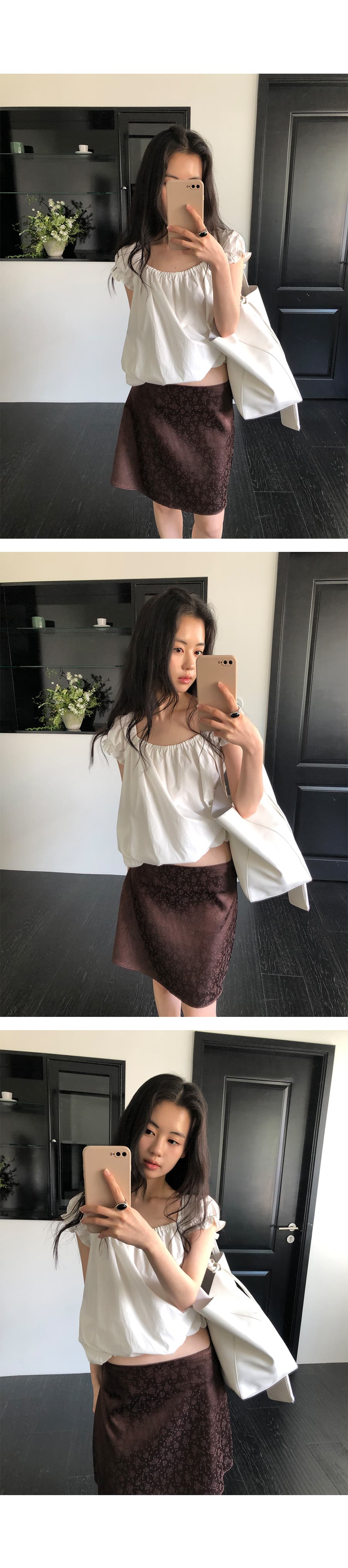 한국 ins 여름 작은 청신 Feifei 소매 꽃밭 격자 무늬 셔츠 상세 이미지 5