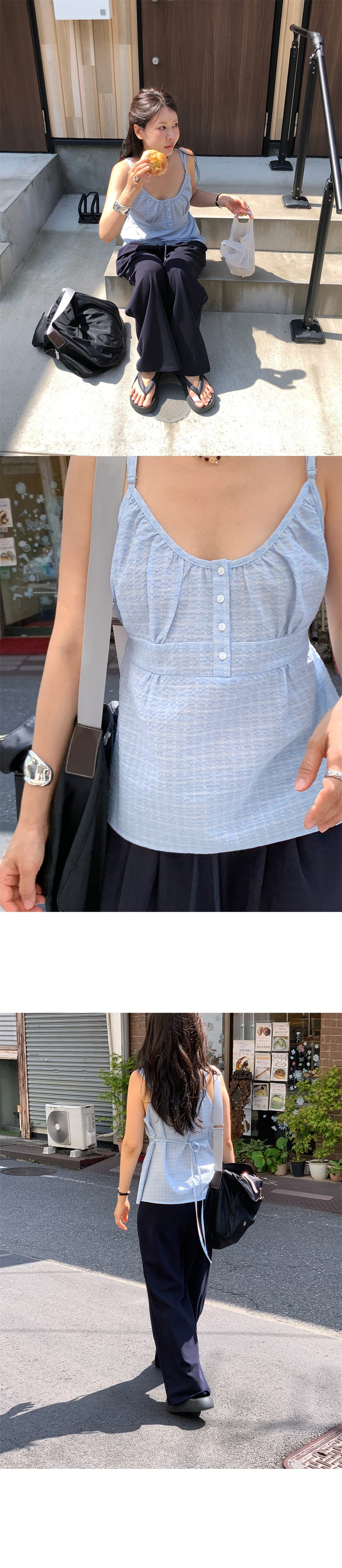 한국 ins 여름 체크무늬 캐미솔 상세 이미지 1