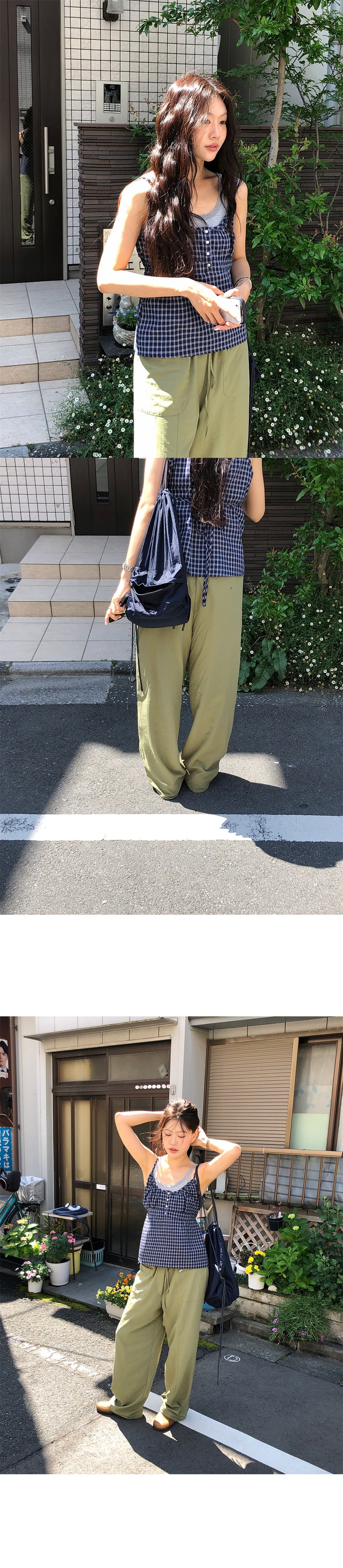 한국 ins 여름 체크무늬 캐미솔 상세 이미지 3