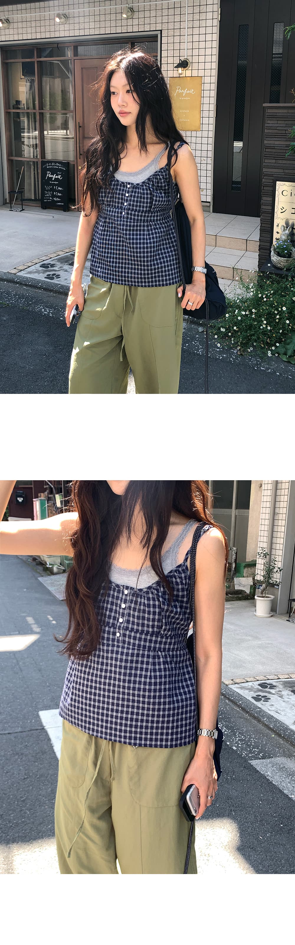 한국 ins 여름 체크무늬 캐미솔 상세 이미지 16