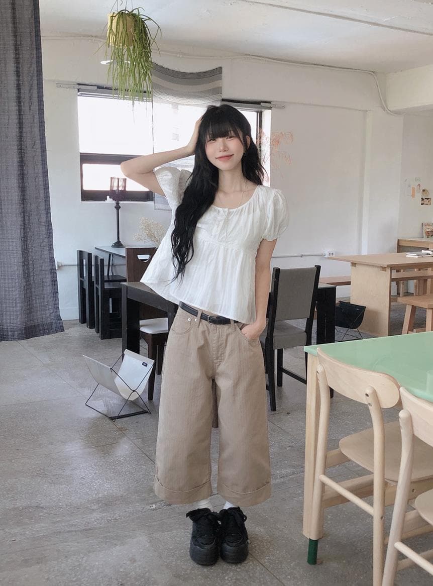 한국 ins 여름 자카드 반팔 셔츠 상세 이미지 4