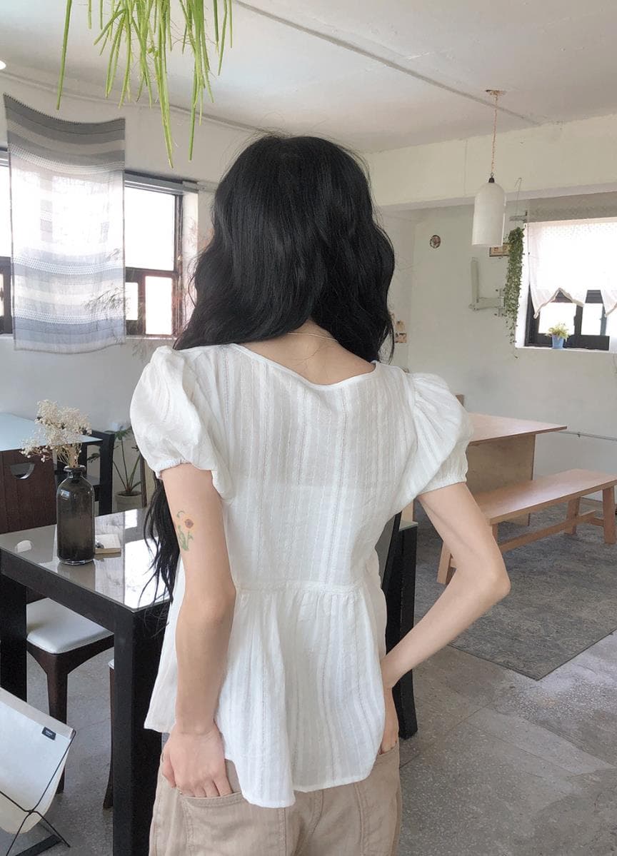 한국 ins 여름 자카드 반팔 셔츠 상세 이미지 5