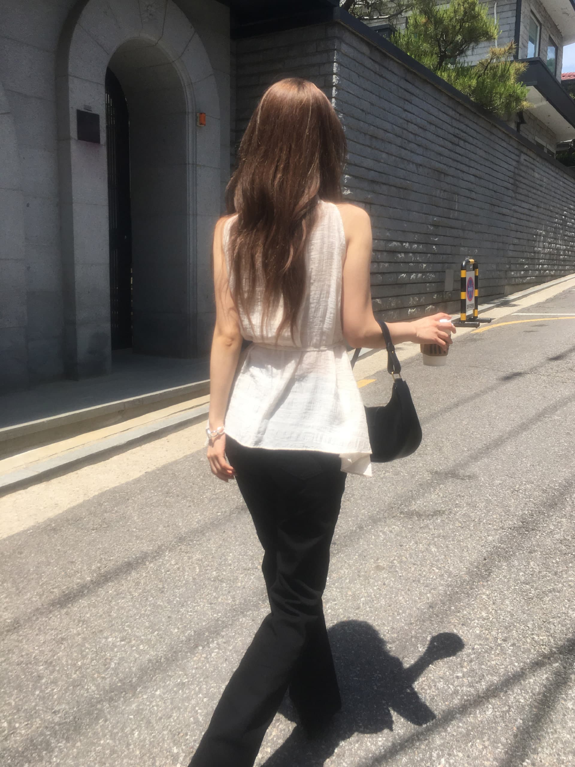 선적 중 한국 ins 여름 행침 목 민소매 스트랩 허리 수축 드레스 상세 이미지 5