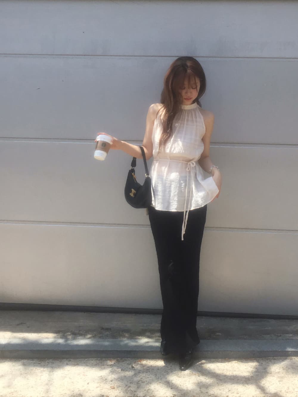 선적 중 한국 ins 여름 행침 목 민소매 스트랩 허리 수축 드레스 상세 이미지 15