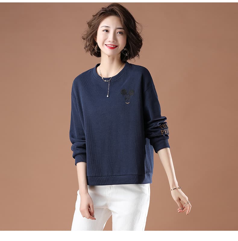 제한 가격 12+ 작은 동영상 2026 가을 한국 스타일 알파벳 자수 라운드 넥 후드티 루즈핏 슬림해 보이는 맨위 여성 상세 이미지 6