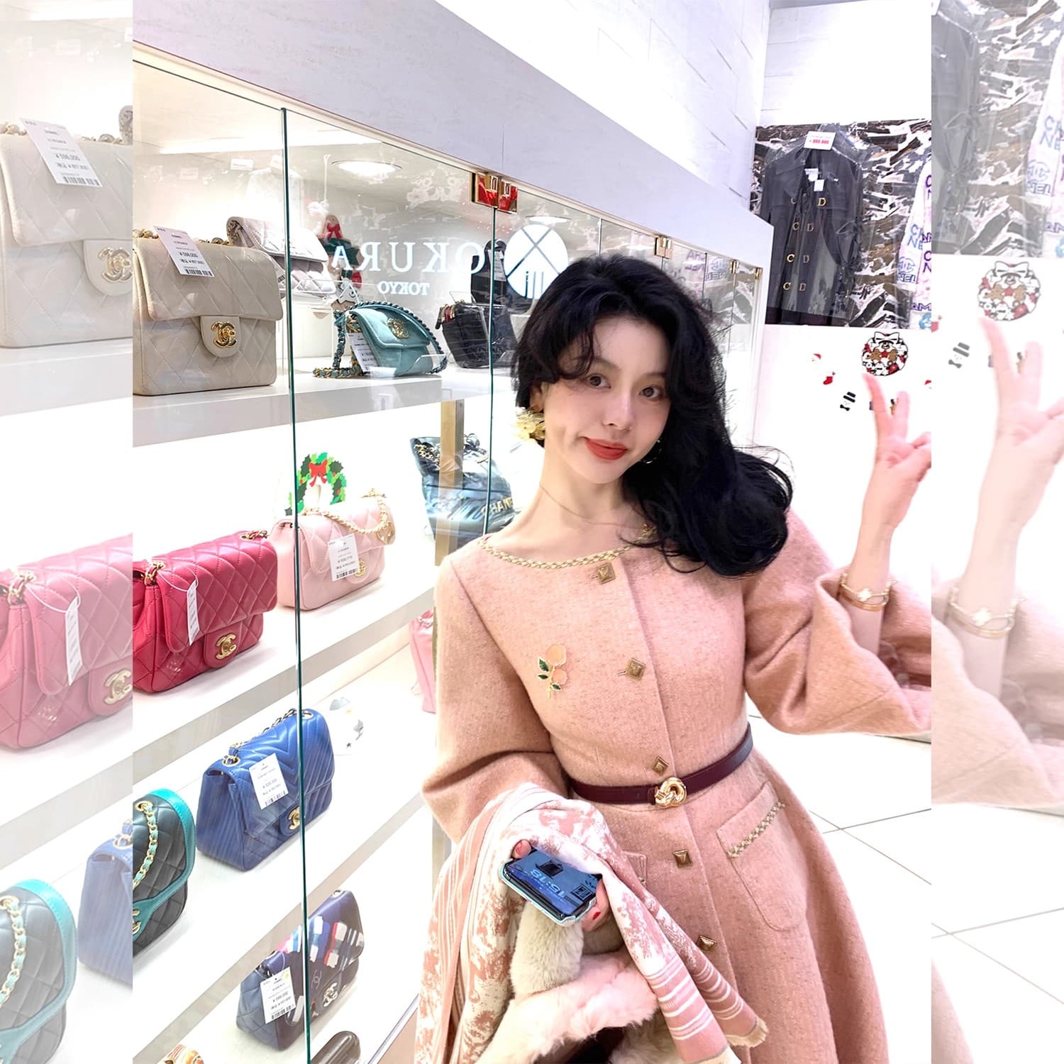 더블 c 허리 금사 짜임 허리 수축 양모 코트 그는 벤 바람 치마 진자 재킷 여성 겨울 이미지 2
