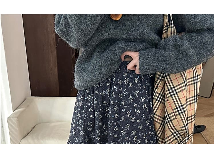 지금 지금 임산부 꽃무늬 반신 스커트 여성 가을 새로운 슬림해 보이는 도루 가을 센스 한 마디 케이크 드레스 중간 길이 상세 이미지 25