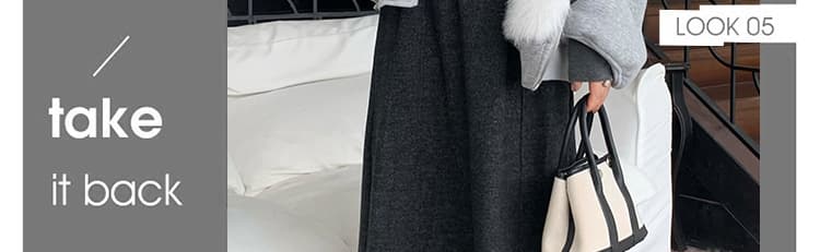 지금 임산부 새로운 프릴 단색 두꺼운 반신 스커트 여성 가을 겨울 Chic 연령 감소 루즈핏 슬림해 보이는 롱 스커트 상세 이미지 5