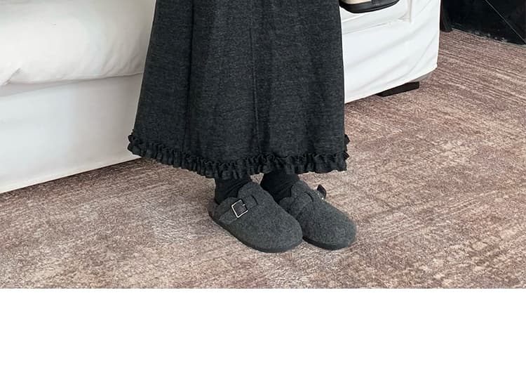 지금 임산부 새로운 프릴 단색 두꺼운 반신 스커트 여성 가을 겨울 Chic 연령 감소 루즈핏 슬림해 보이는 롱 스커트 상세 이미지 35