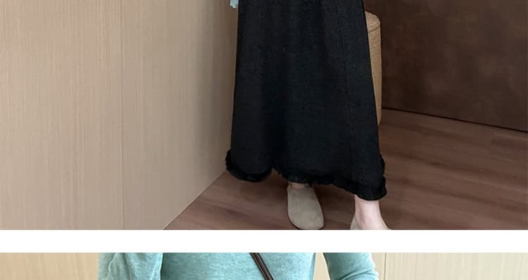 지금 지금 빅 사이즈 품격 연꽃 잎 반신 스커트 겨울 새로운 한국 스타일 두꺼운 슬림해 보이는 미니멀리즘 다용도 롱 스커트 상세 이미지 45