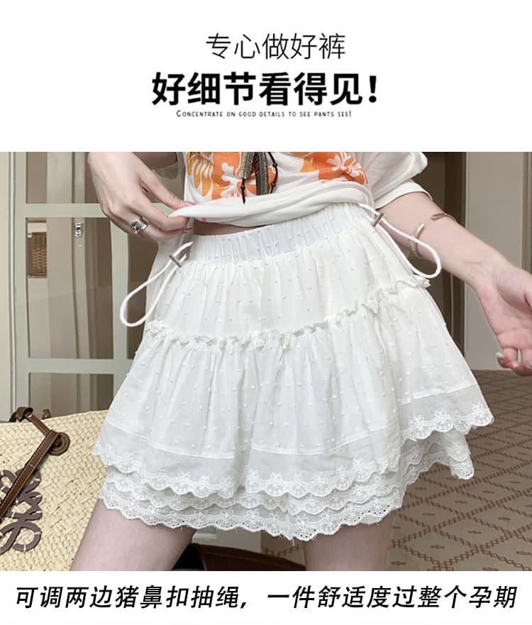 임산부 핫걸 바람 프랑스식 레이스 측면 케이크 드레스 반신 스커트 여성 봄 레이스 하이웨이스트 A라인 스커트 미니 스커트 상세 이미지 14