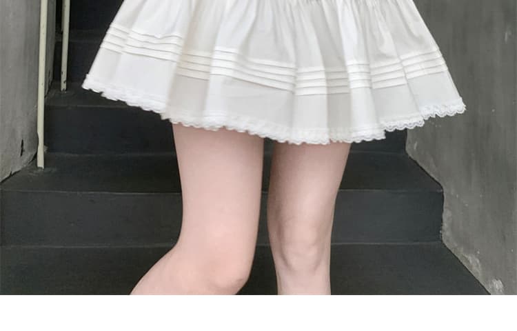 임산부 발레 바람 레이스 조각 케이크 반신 스커트 여성 여름 달콤함 화이트 하이웨이스트 한 마디 퍼프 미니 스커트 상세 이미지 27