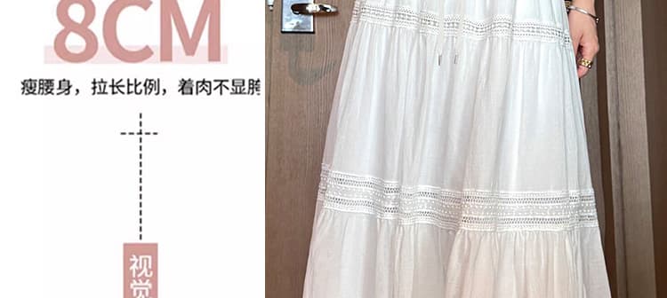 지금 임산부 화이트 반신 스커트 여성 여름 A라인 스커트 중간 길이 케이크 드레스 프랑스식 레이스 조각 퍼프 우산 치마 상세 이미지 11