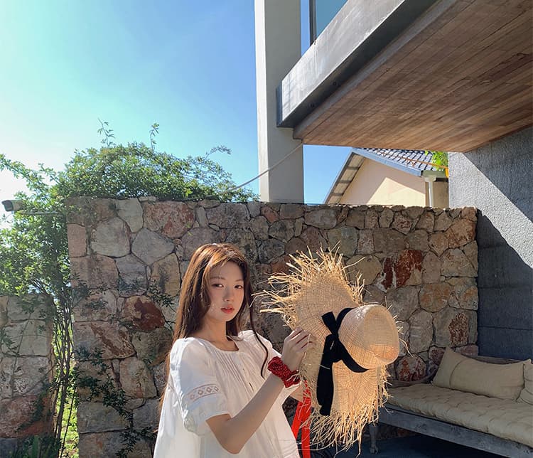 지금 지금 빅 사이즈 순면 거품 소매 홀로우 아웃 셔츠 레이스 미니멀리즘 반바지 부드러운 품격 세트 상세 이미지 39