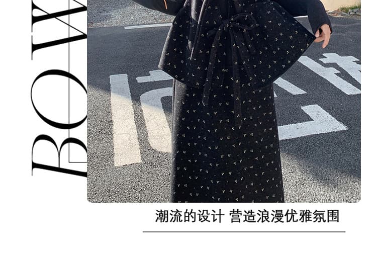 지금 지금 빅 사이즈 레트로 디자인 센스 꽃무늬 모직 세트 여성 슈퍼 화재 착용 가져 가라. 뒤로 심장 안에 가져 가라. 반신 스커트 3종 세트 상세 이미지 5
