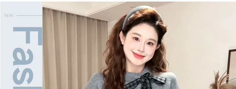 지금 지금 빅 사이즈 벨트 리본 스웨터 반신 스커트 투피스 세트 착용 가져 가라. 이른 가을 한 부서 품격 패션 가을 겨울 맨위 상세 이미지 1