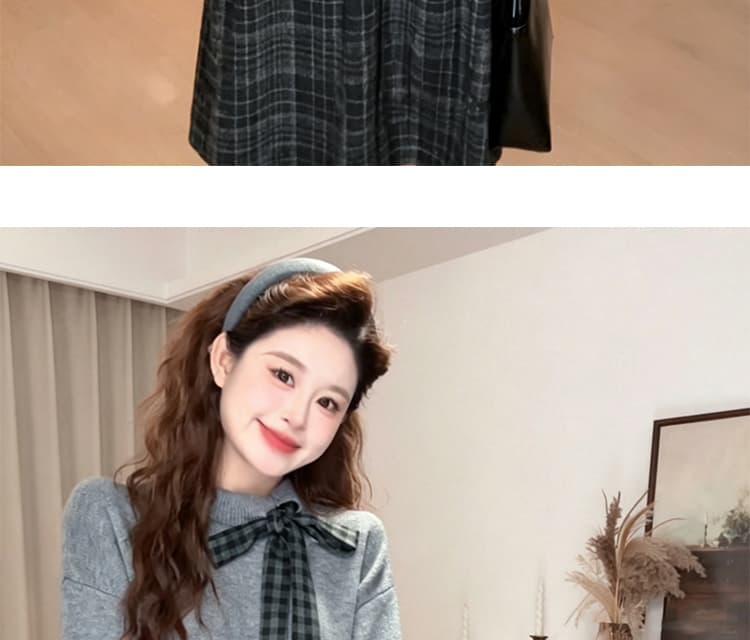 지금 지금 빅 사이즈 벨트 리본 스웨터 반신 스커트 투피스 세트 착용 가져 가라. 이른 가을 한 부서 품격 패션 가을 겨울 맨위 상세 이미지 18