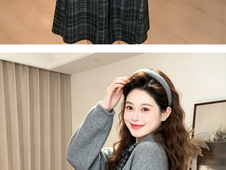 지금 지금 빅 사이즈 벨트 리본 스웨터 반신 스커트 투피스 세트 착용 가져 가라. 이른 가을 한 부서 품격 패션 가을 겨울 맨위 상세 이미지 28